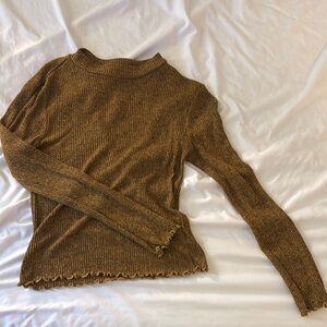 SHEIN Brown Ribbed Long Sleeve Top